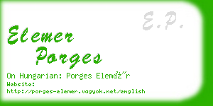 elemer porges business card